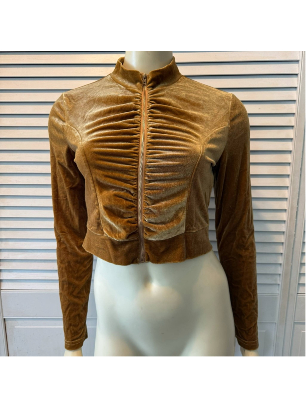 Women's SHEIN Jacket Size M Gold Velvet Long Sleeve